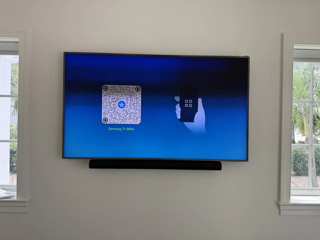After TV mounting installation with hidden cables